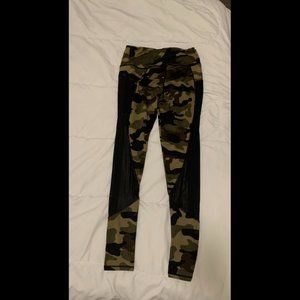 Army Green and Black Polyester Leggings